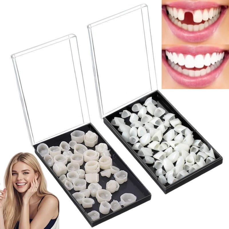 120 Pieces De/ntal Temporary Tooth Cap Crown Veneers,Tooth Filling Repair Kit,Temporary Tooth Cap Crown Veneers,Temporary Tooth Filling Repair Kit,False Tooth Replacement,Den/tal Revit/Alize Crowns